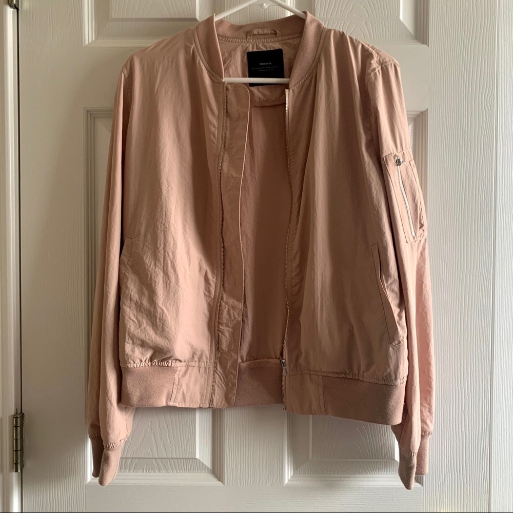 ZARA PASTEL PINK LIGHT BOMBER SIZE MEDIUM
